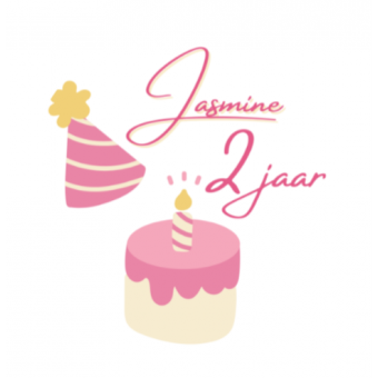 Verjaardagsticker - Roze Taart