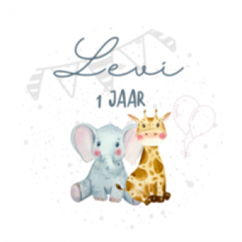 Verjaardag sticker - Giraffe en Olifant
