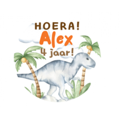 Verjaardag Sticker - Grijze Dino