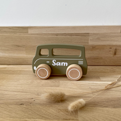 Little Dutch - auto/ bus - Sage groen of blauw - Gepersonaliseerd 